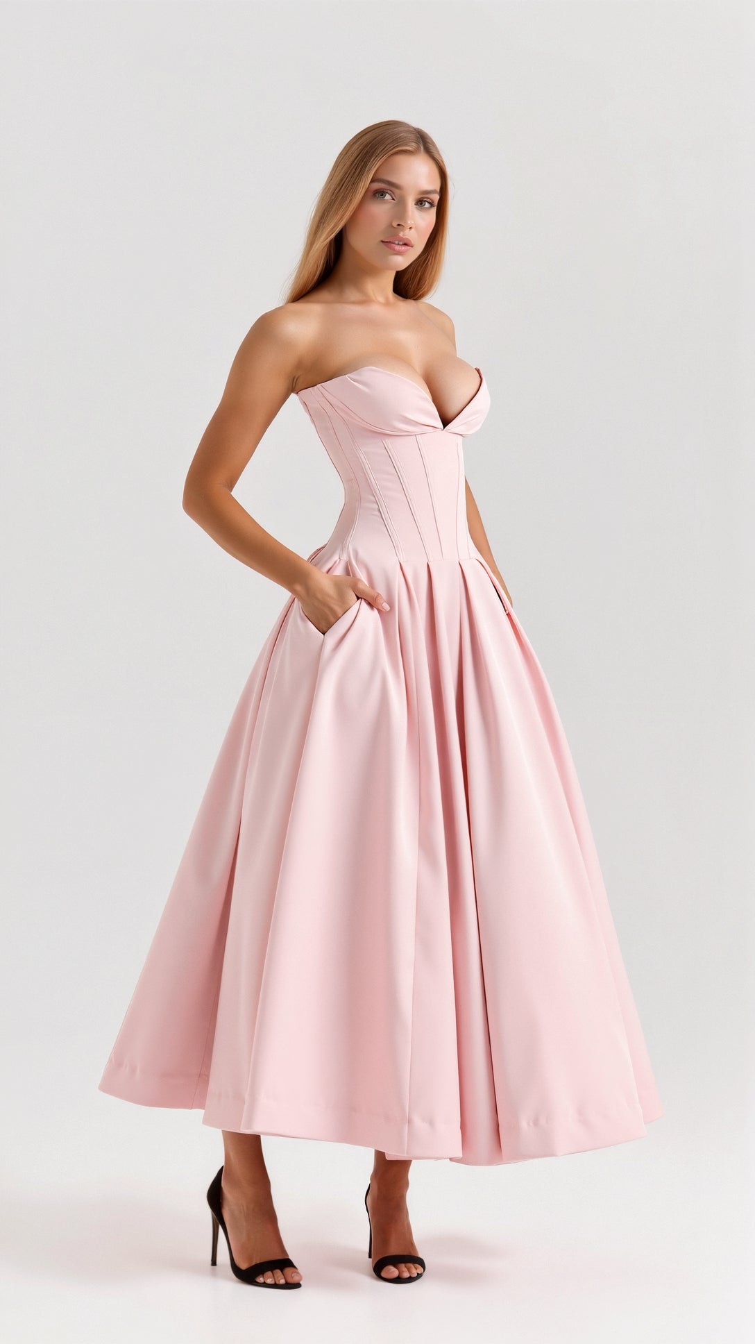 Celestia Strapless Midi Dress