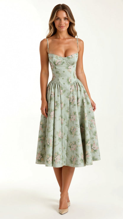 Odette Corset Midi Dress