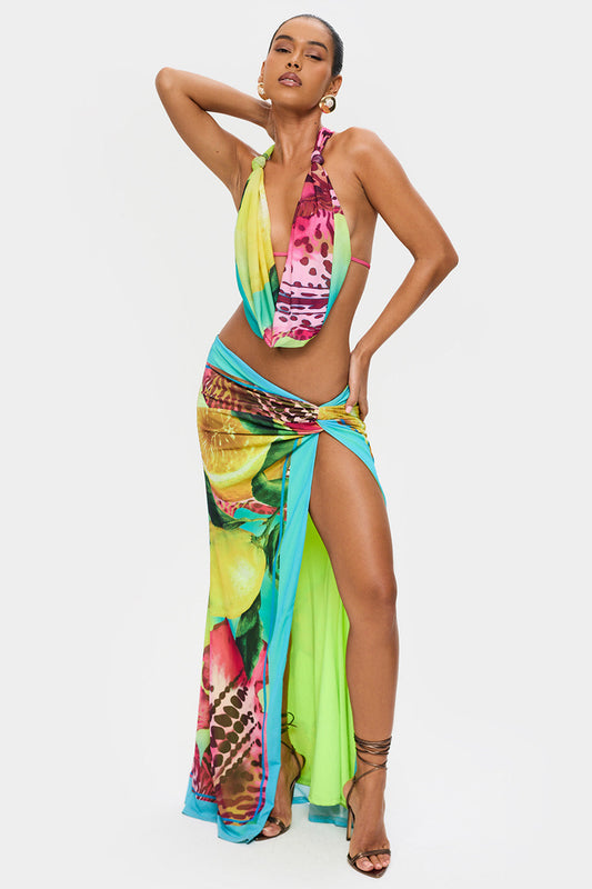 Rio Glow Cowl Top & Skirt Duo
