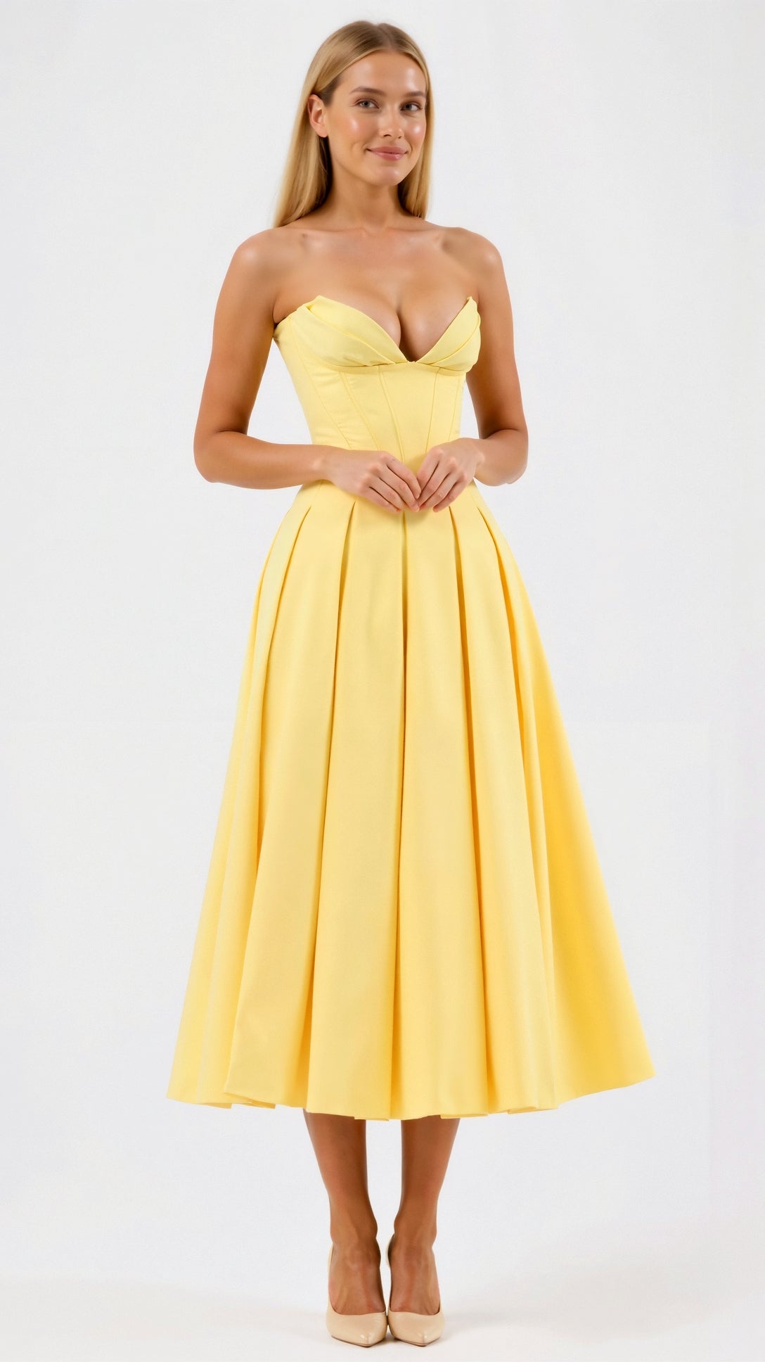 Celestia Strapless Midi Dress