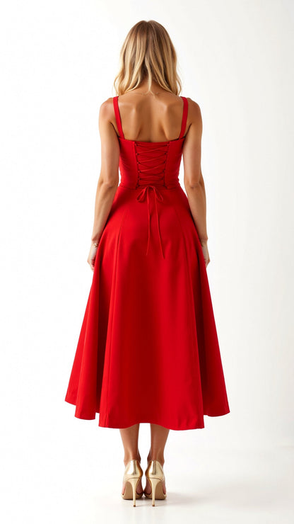 Jade Lace Up Midi Dress