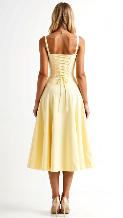 Jade Lace Up Midi Dress